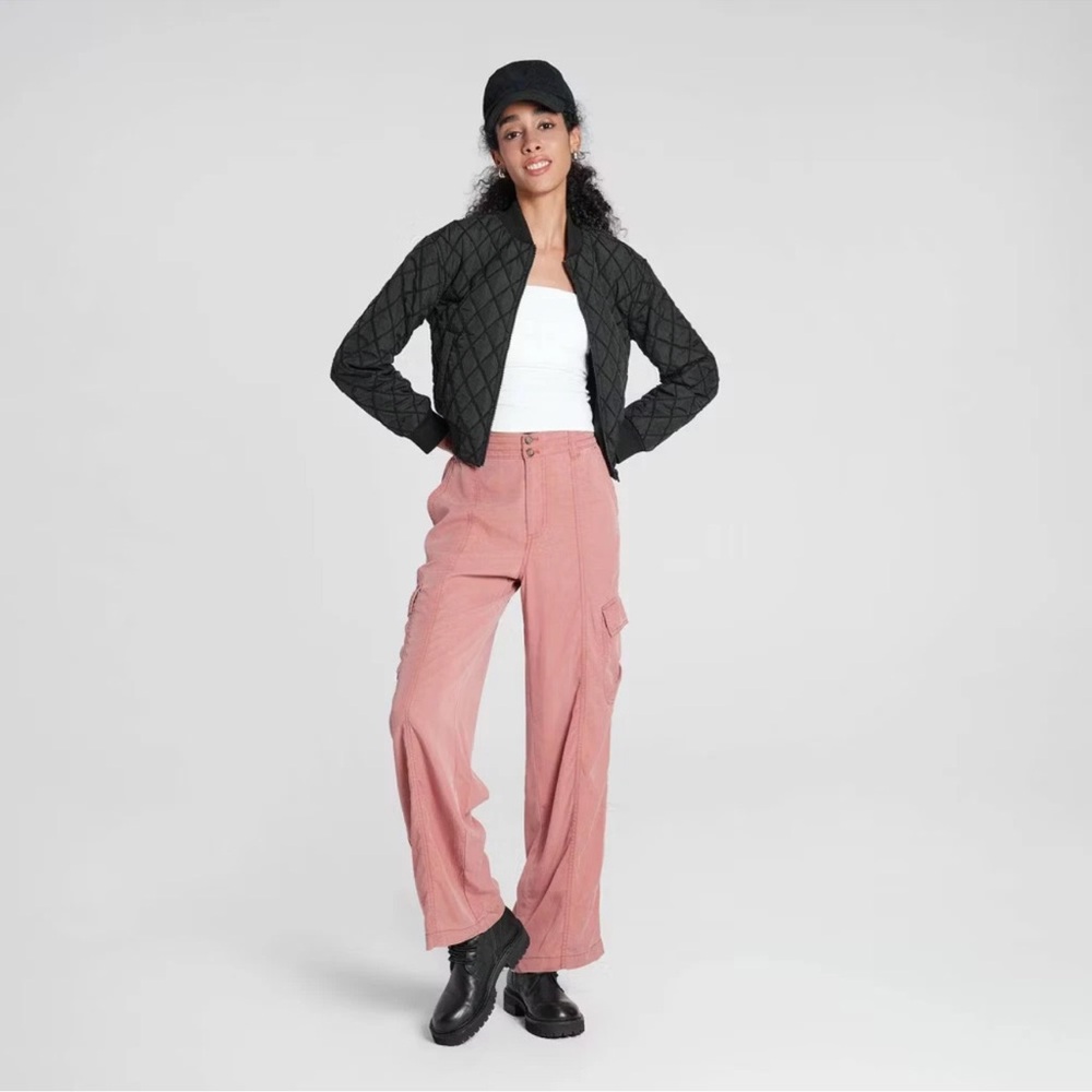 Wild Fable Women's Quilted Bomber Full Zip Black Jacket Size Large - Picture 5 of 7